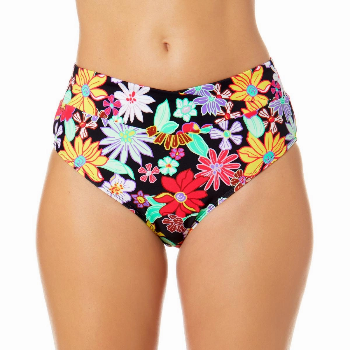 Juniors Penny Lane Womens High Waist Floral Print Swim Bottom Separates