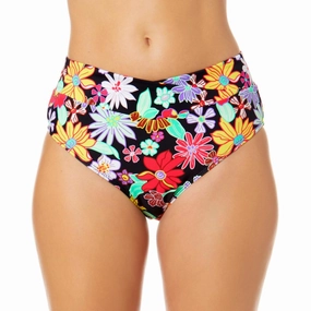 Juniors Penny Lane Womens High Waist Floral Print Swim Bottom Separates