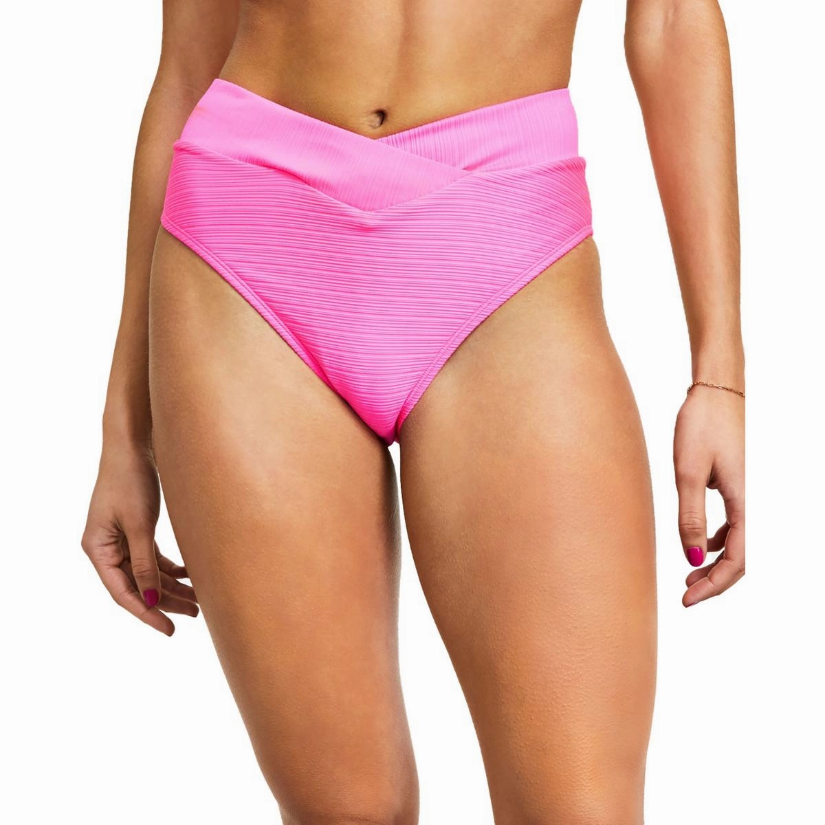Juniors Womens Ribbed Surplice Swim Bottom Separates