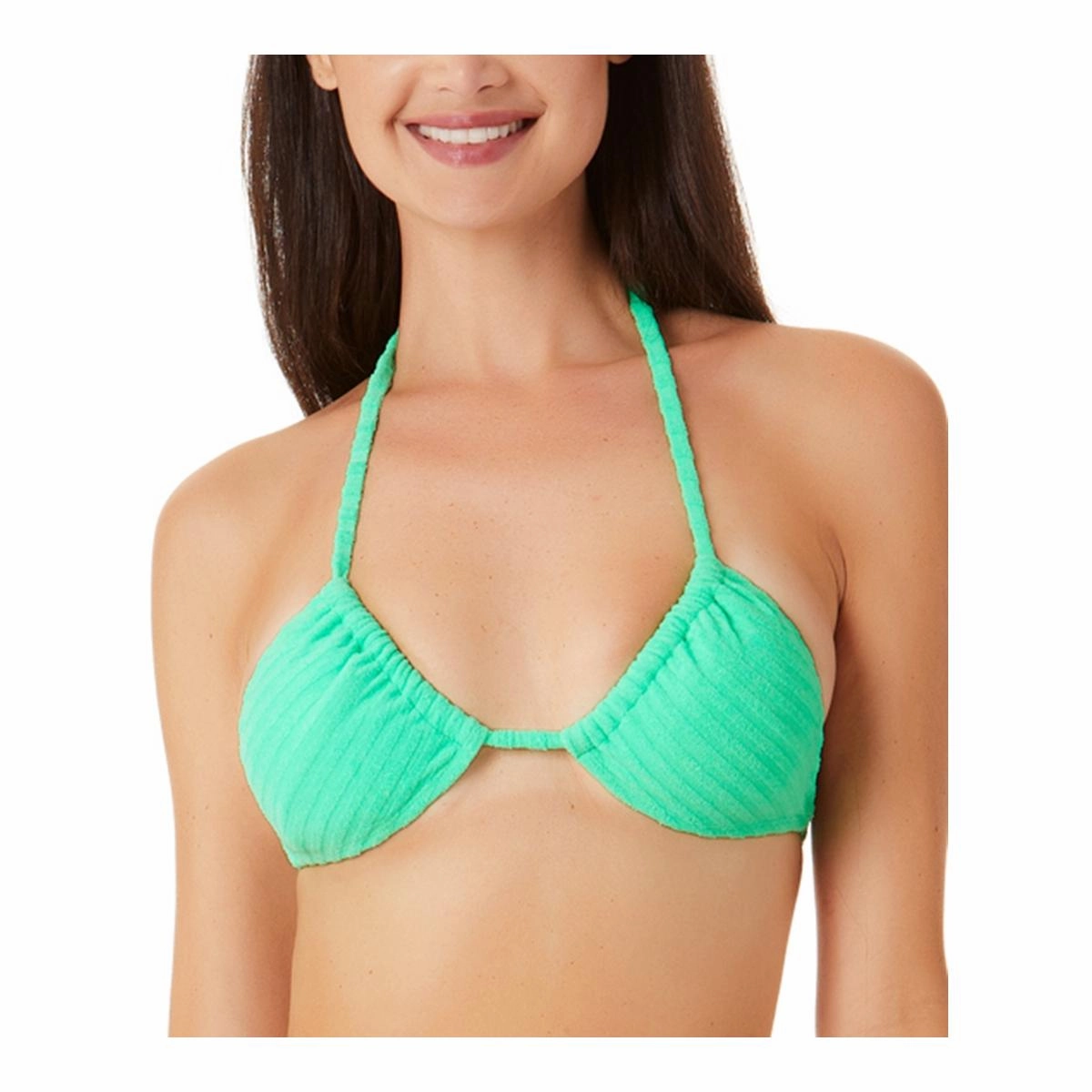 Juniors Womens Ribbed Terry Cloth Bikini Swim top
