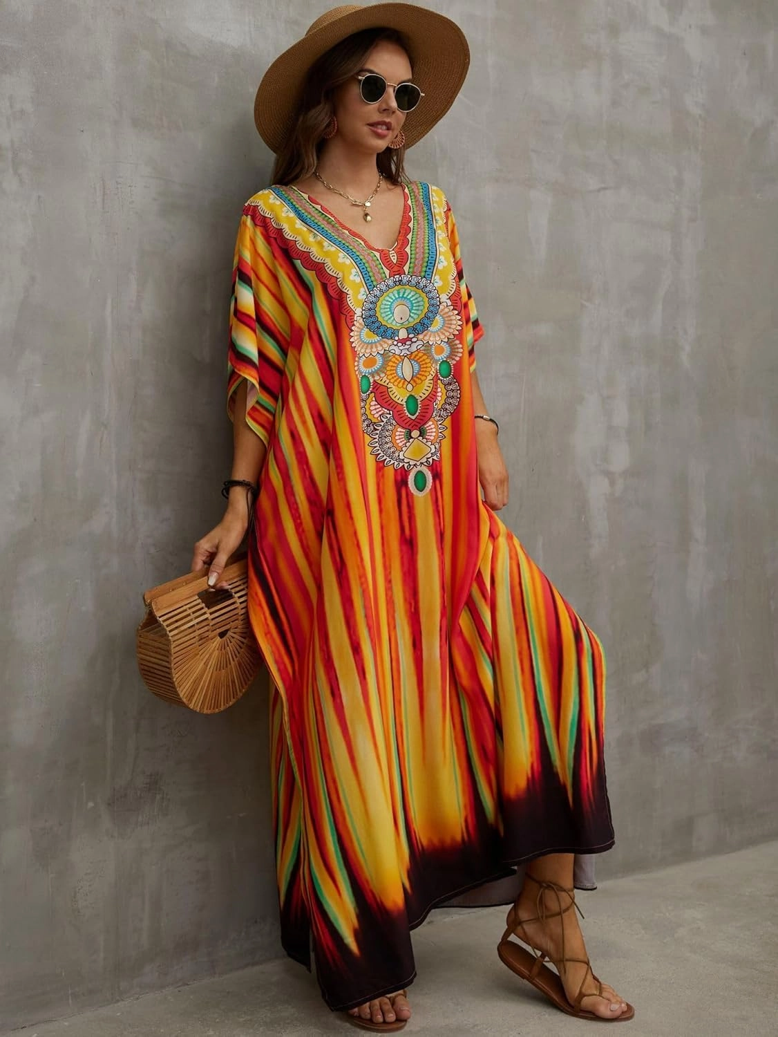 Kaftan Dresses for Women Plus Size Bathing Suit Cover up Caftan Maxi Beach Dresses