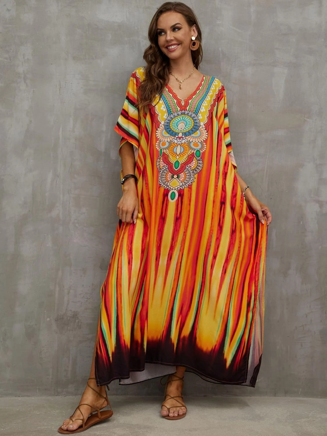 Kaftan Dresses for Women Plus Size Bathing Suit Cover up Caftan Maxi Beach Dresses