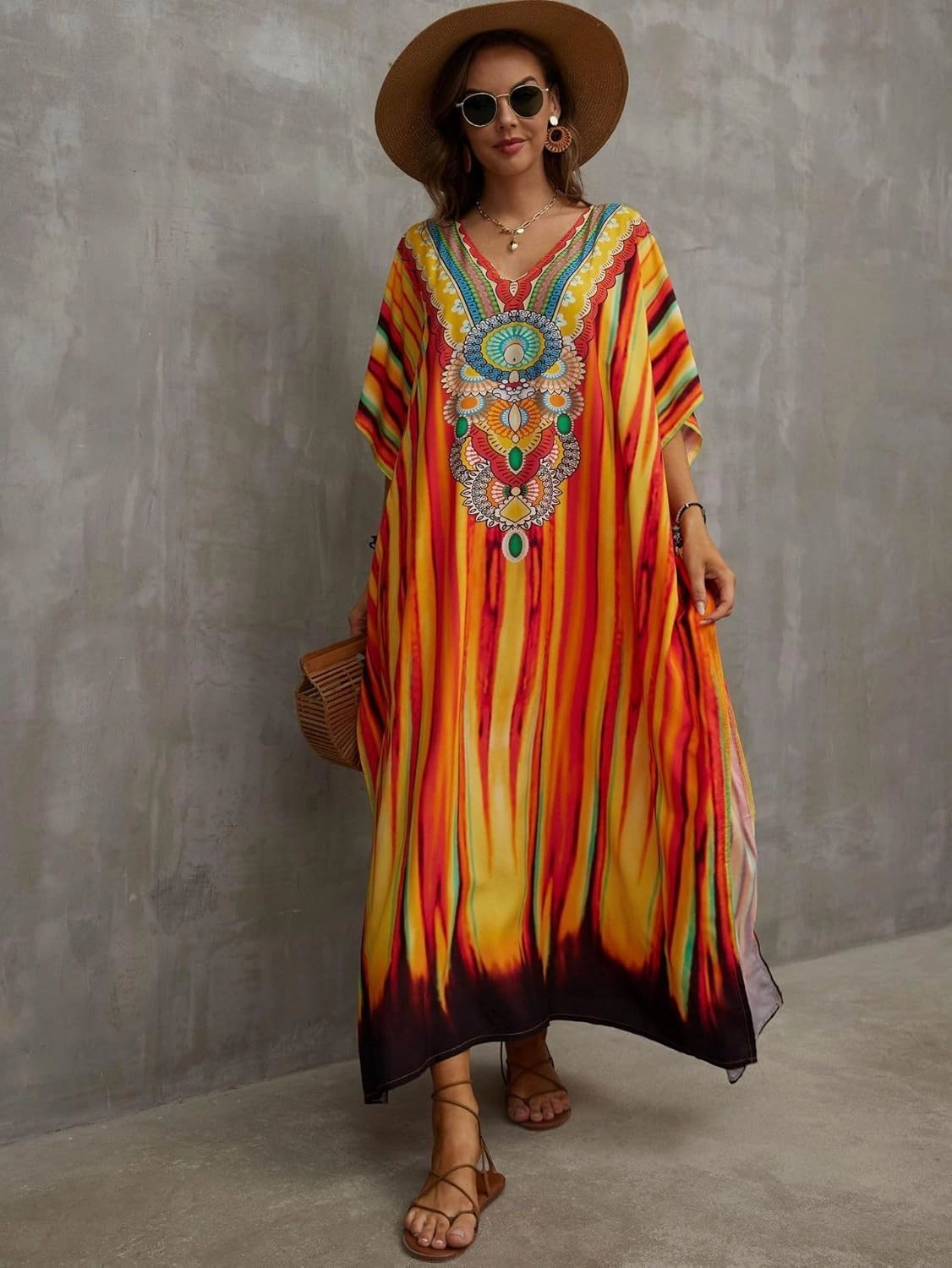 Kaftan Dresses for Women Plus Size Bathing Suit Cover up Caftan Maxi Beach Dresses