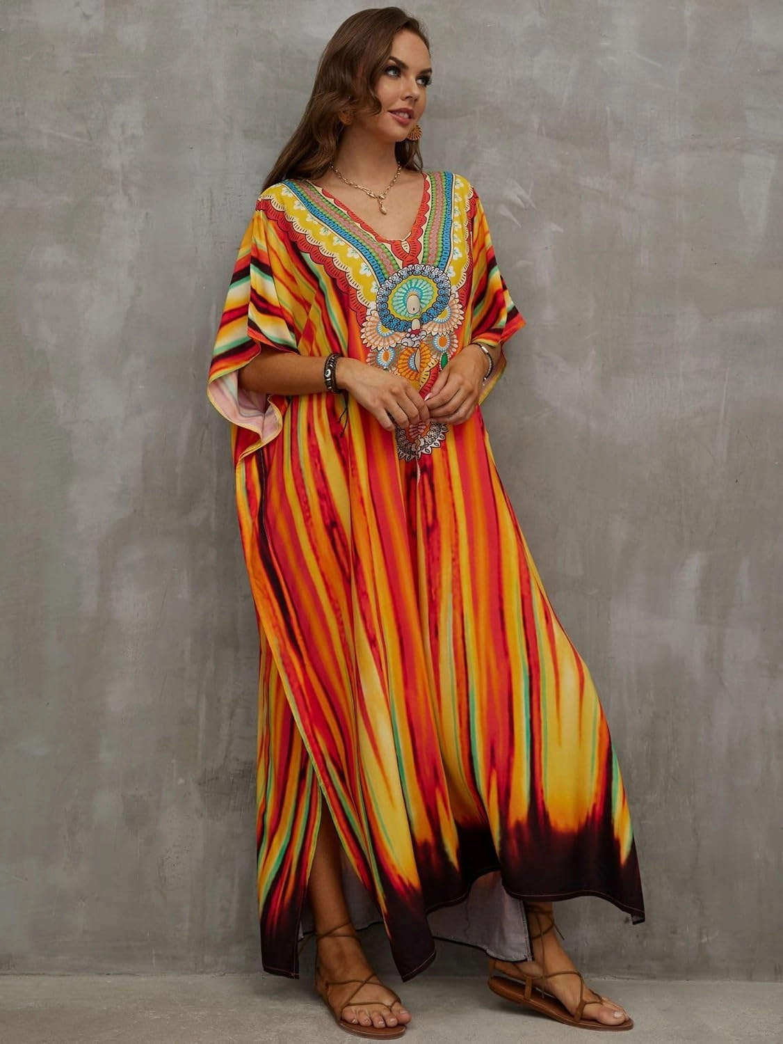 Kaftan Dresses for Women Plus Size Bathing Suit Cover up Caftan Maxi Beach Dresses