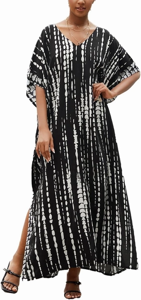 Kaftan Dresses for Women Plus Size Lightweight Swimsuit Cover up Batwing Sleeve Print Loungewear Beach Robe