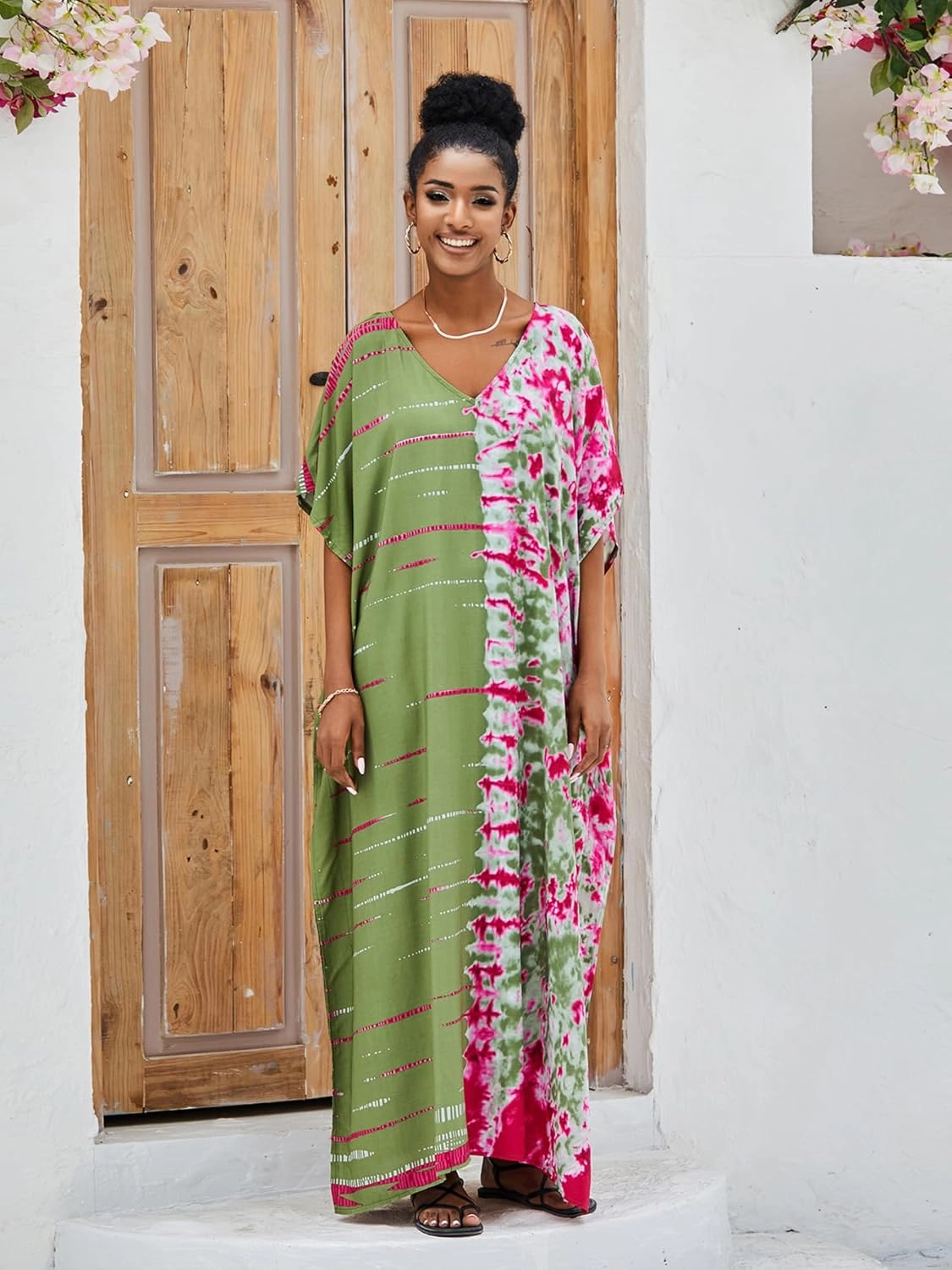 Kaftan for Women Plus Size Bathing Suit Cover up Batwing Dress Loose fit Moroccan Caftan mumu Dresses for Women