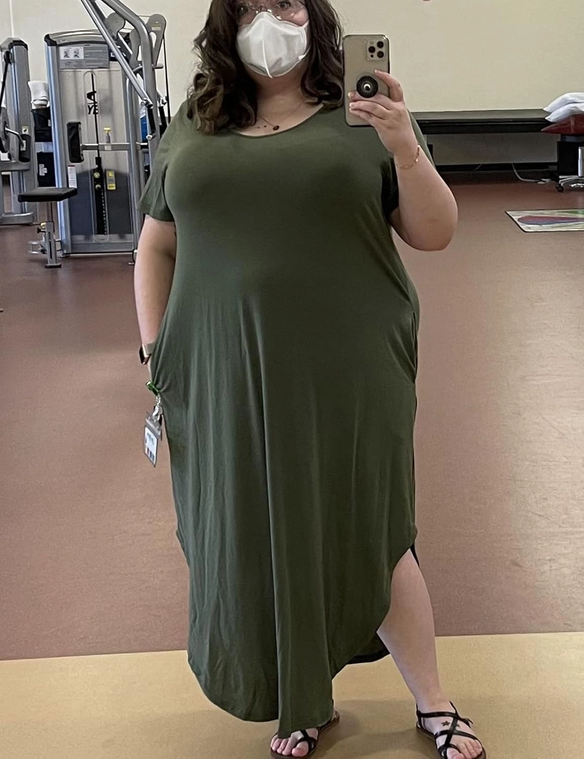 Kancystore Women's Plus Size Dresses Casual Loose Pocket Short Sleeve Slits Plus Size Long Maxi Dress XL-5X