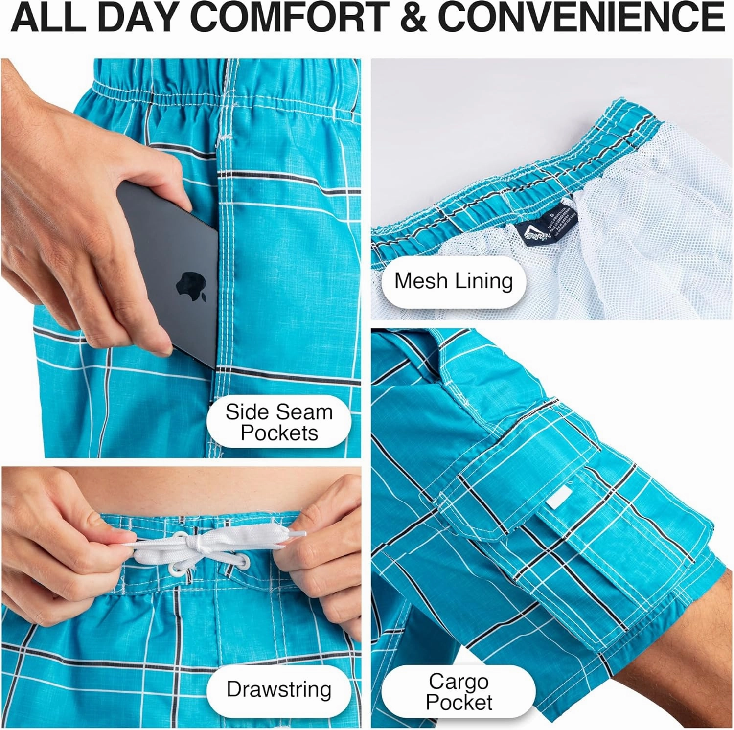 Kanu Surf Flex Men's Swim Trunks Quick-Dry Bathing Suit Men, 9" Inseam (Regular & Extended Sizes)