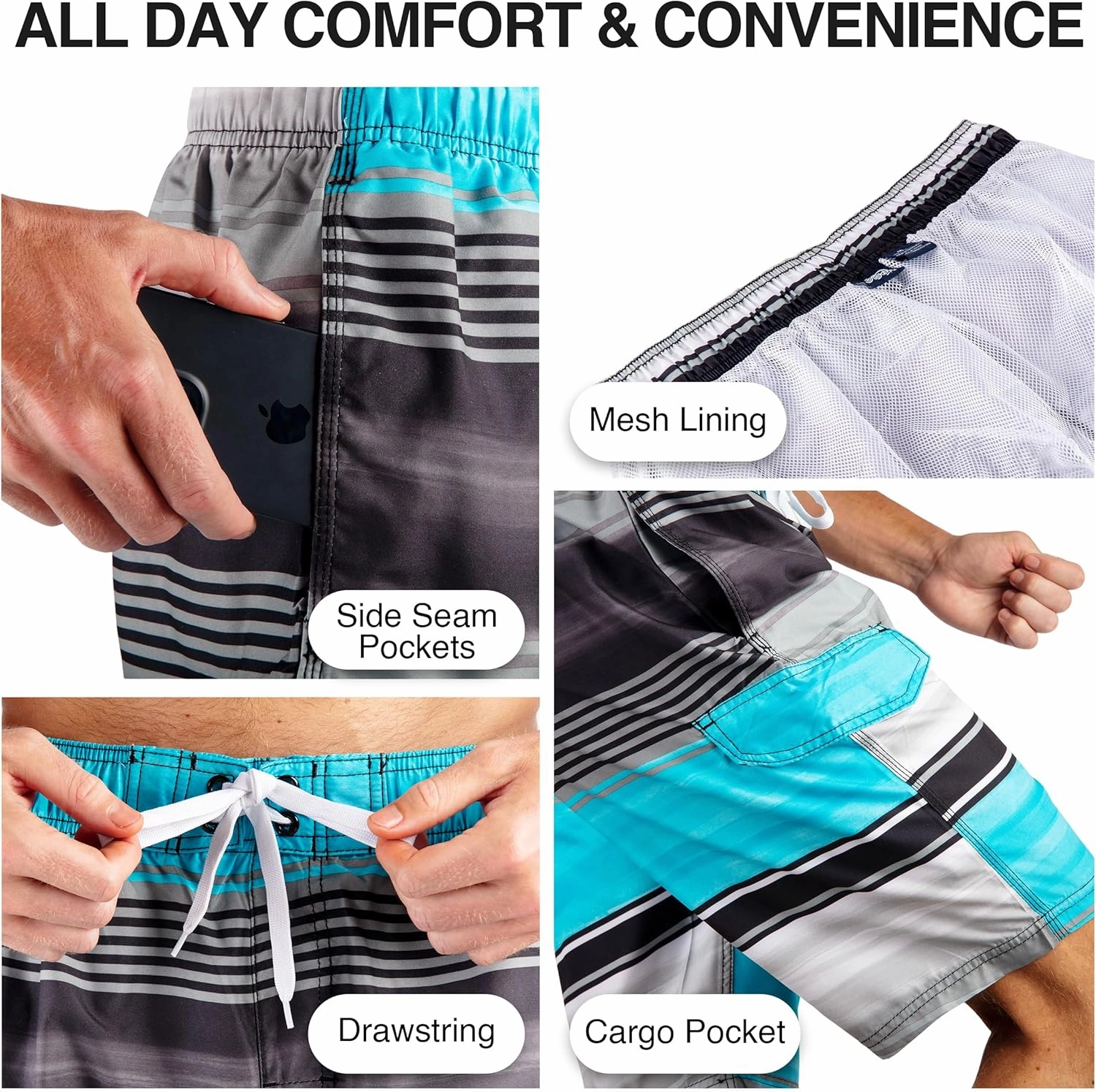 Kanu Surf Flex Men's Swim Trunks Quick-Dry Bathing Suit Men, 9" Inseam (Regular & Extended Sizes)
