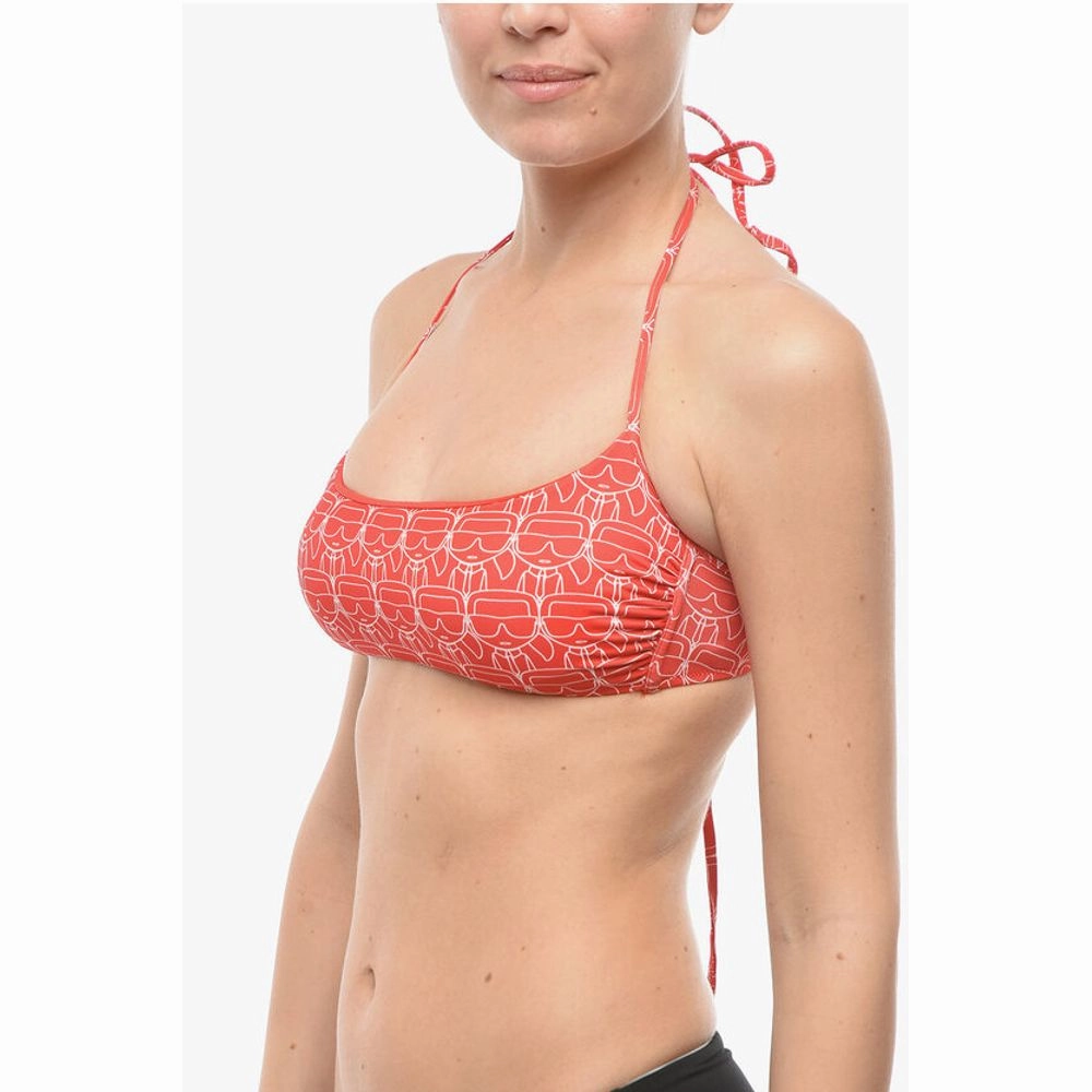Karl Lagerfeld All Over Iconic Printed Bandeau Top Women's Bikini