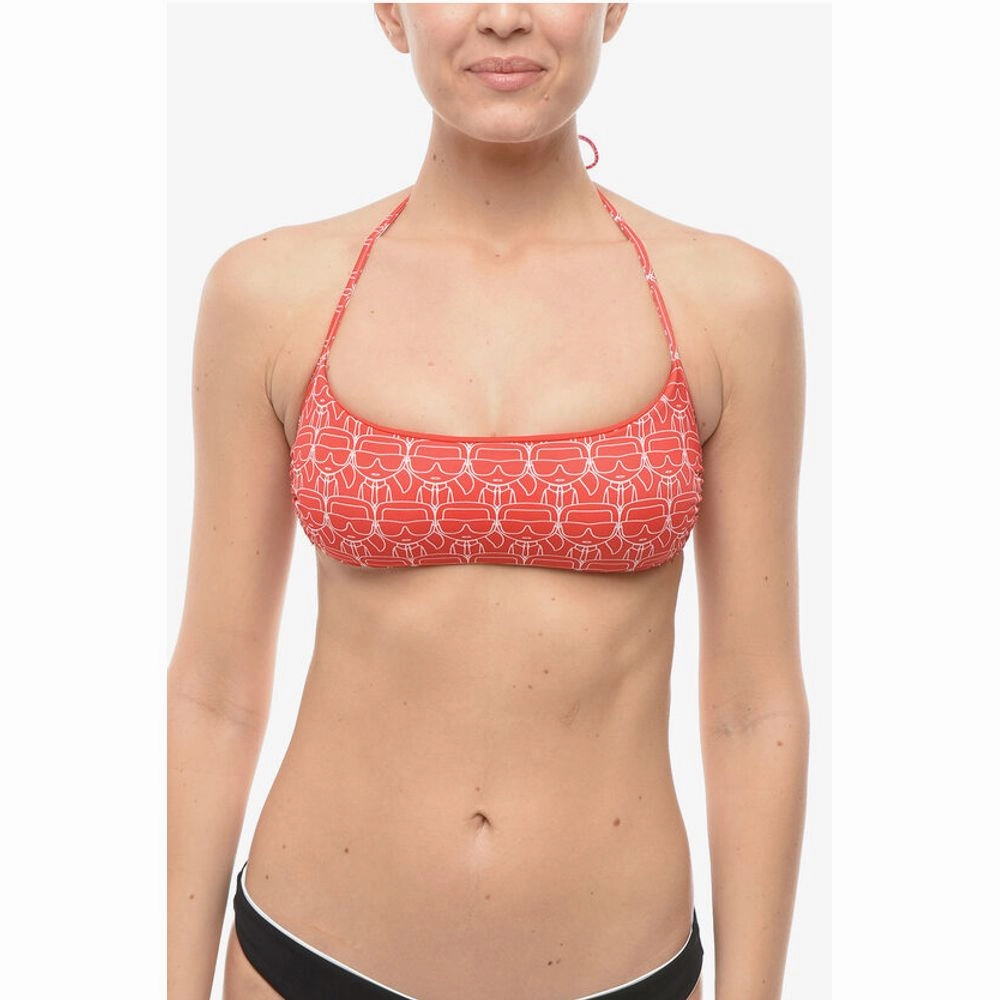 Karl Lagerfeld All Over Iconic Printed Bandeau Top Women's Bikini