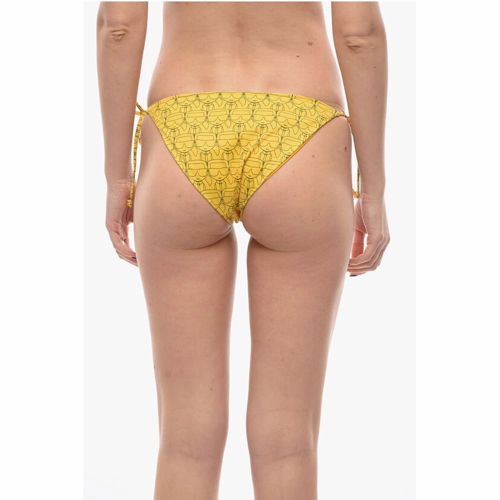 Karl Lagerfeld All-Over Iconic Printed Bikini Bottom With Knotted Women's Laces