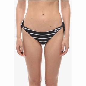 Karl Lagerfeld Awning Striped Bikini Bottom With Knotted Women's Laces