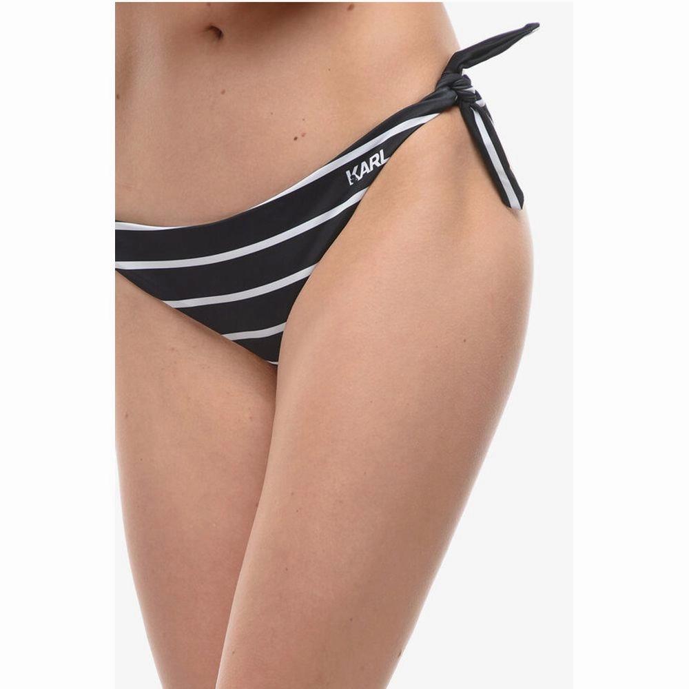 Karl Lagerfeld Awning Striped Bikini Bottom With Knotted Women's Laces