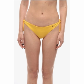 Karl Lagerfeld Solid Color Bikini Bottom With Women's Logo