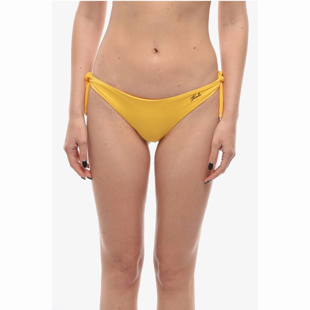 Karl Lagerfeld Solid Color Bikini Bottom With Women's Logo