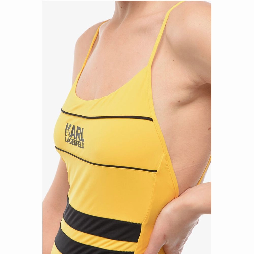 Karl Lagerfeld Two-Tone One Piece Swimsuit with Printed Women's Logo