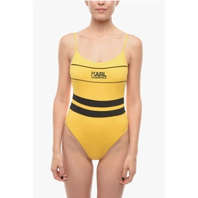 Karl Lagerfeld Two-Tone One Piece Swimsuit with Printed Women's Logo