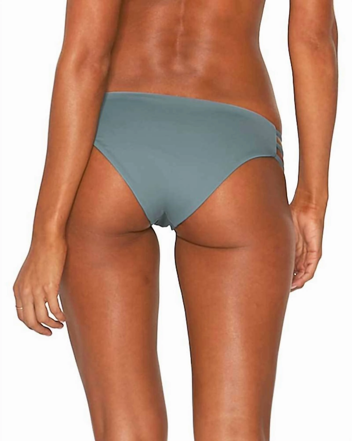 Kennedy Seamless Low Rise Tri Strap Bikini Bottom In Slated Glass
