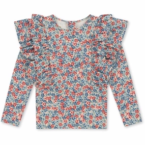 Konges Sljd Manuca Frill Swim Blouse Rosie Blue
