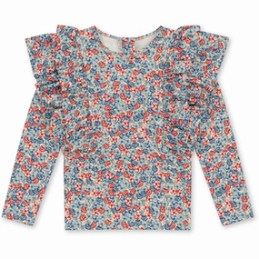 Konges Sljd Manuca Frill Swim Blouse Rosie Blue
