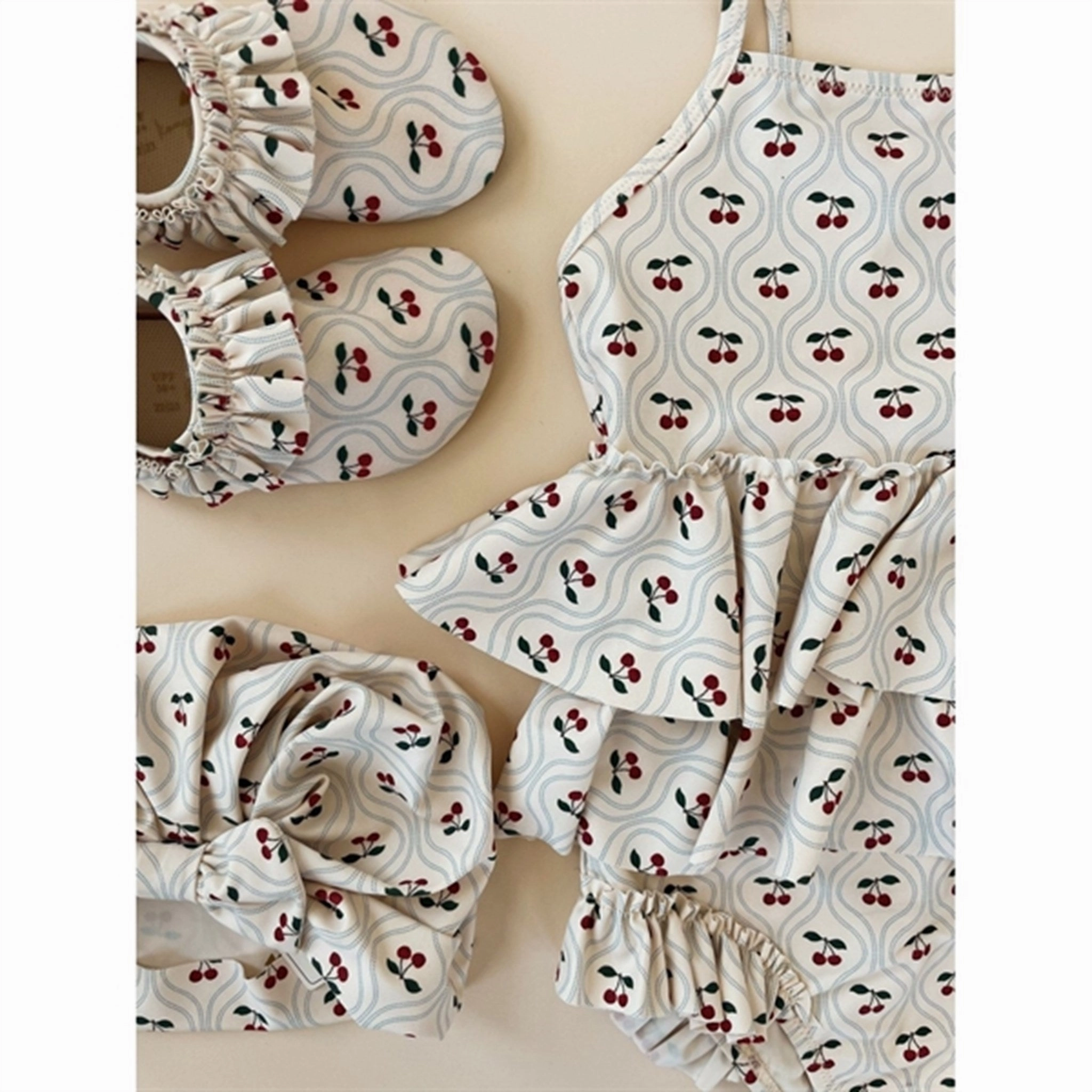 Konges Sljd Manuca Frill Swim Suit Cherry Motif
