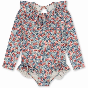 Konges Sljd Manuca Ls Frill Swim Suit Rosie Blue