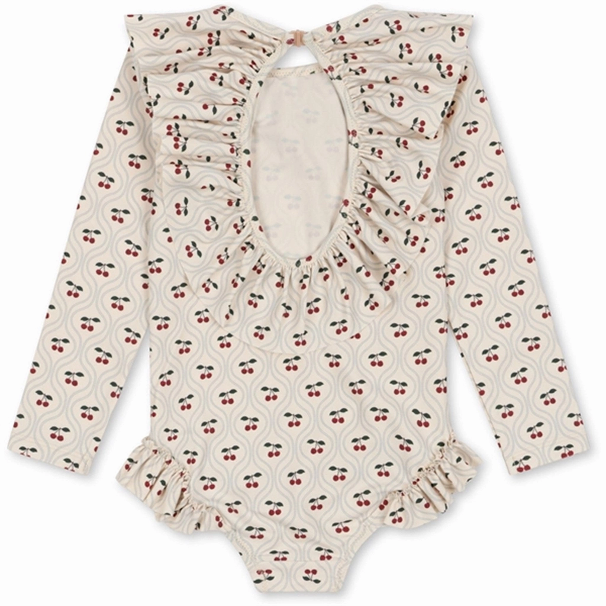 Konges Sljd Manuca Ls Frill Swimsuit Cherry Motif
