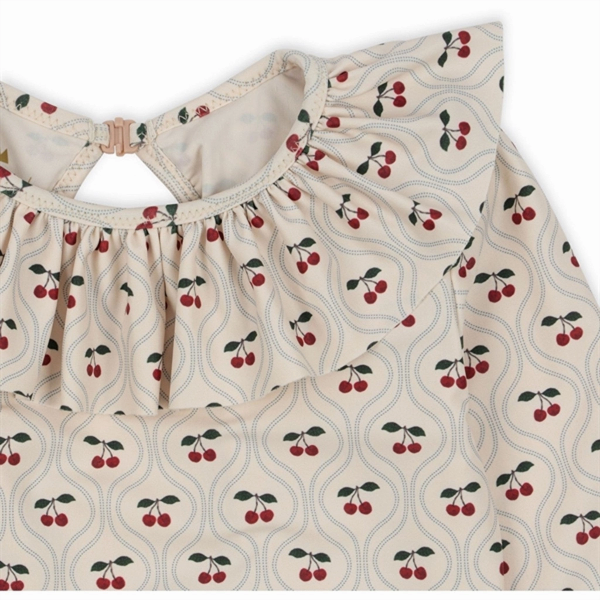 Konges Sljd Manuca Ls Frill Swimsuit Cherry Motif