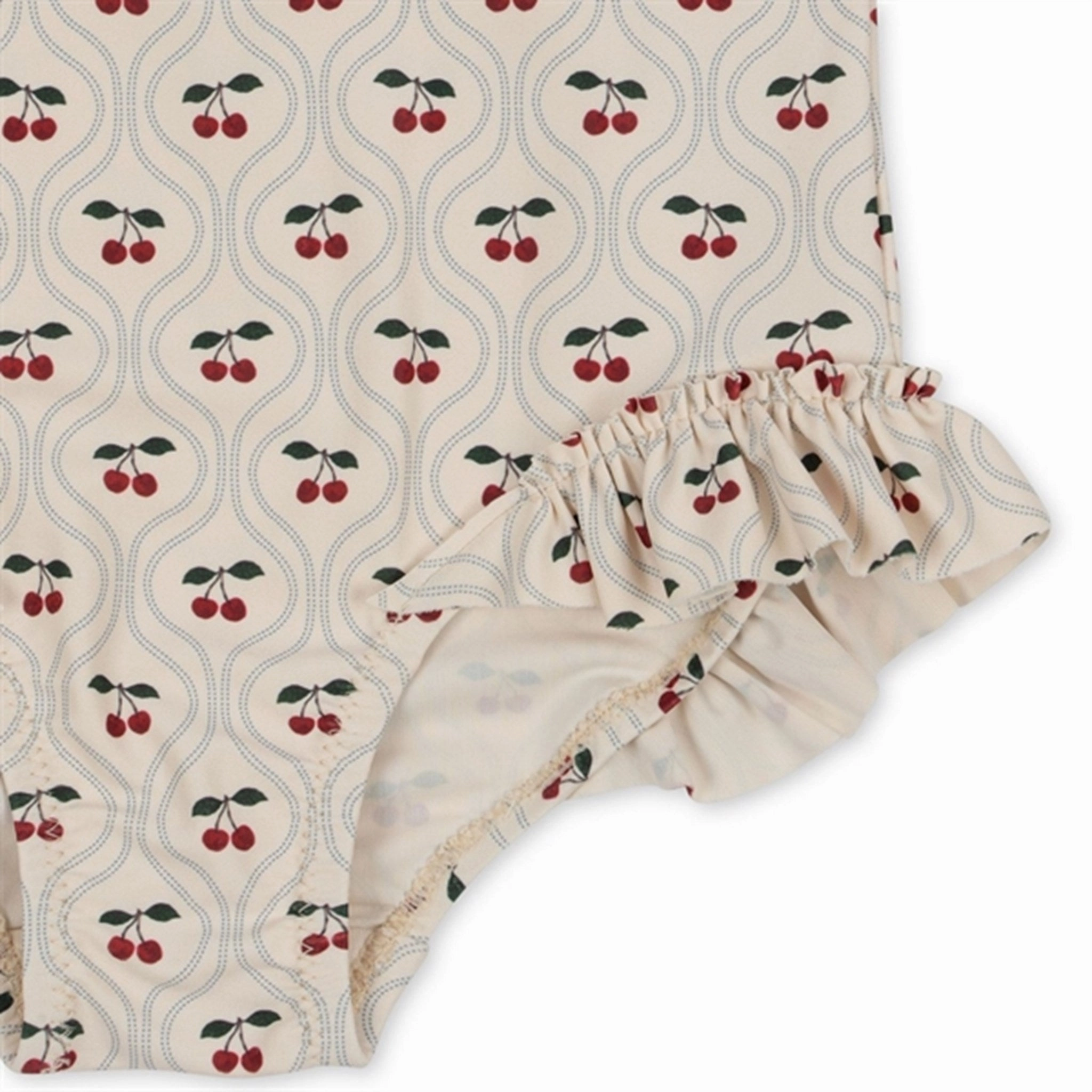Konges Sljd Manuca Ls Frill Swimsuit Cherry Motif