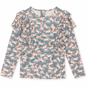 Konges Sljd Unicorn Blue Manuca Frill Swim Shirt