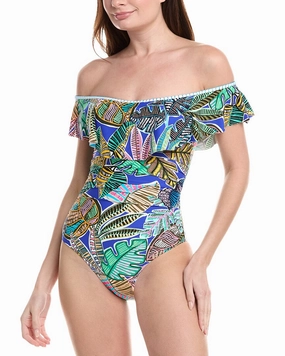 La Blanca Neon Off-Shoulder One-Piece