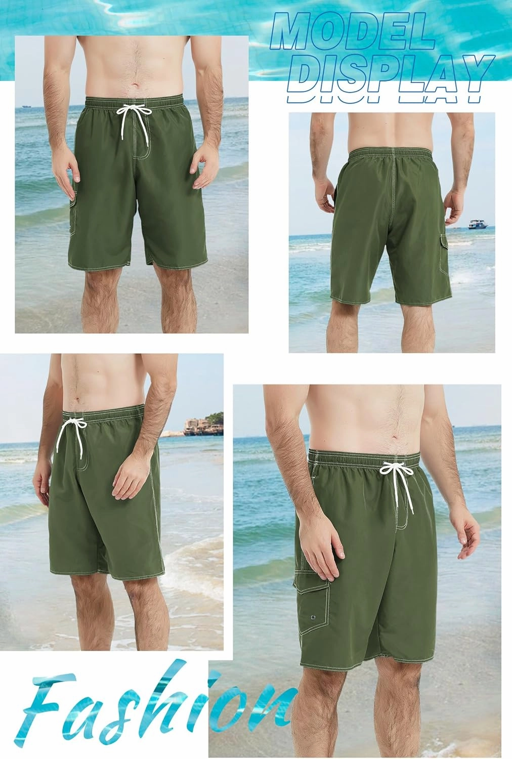 Landisun Mens Swim Trunks Board Shorts Swimsuit Swimwear Swim Shorts Bathing Suits Quick Dry with Mesh Lining