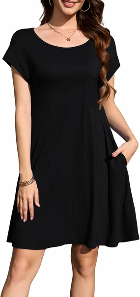 LARACE Plus Size Women Swimsuit Cover Up Cap Sleeve Summer Beach Coverups Loose Shirt Dress Swimwear Sundress with Pockets