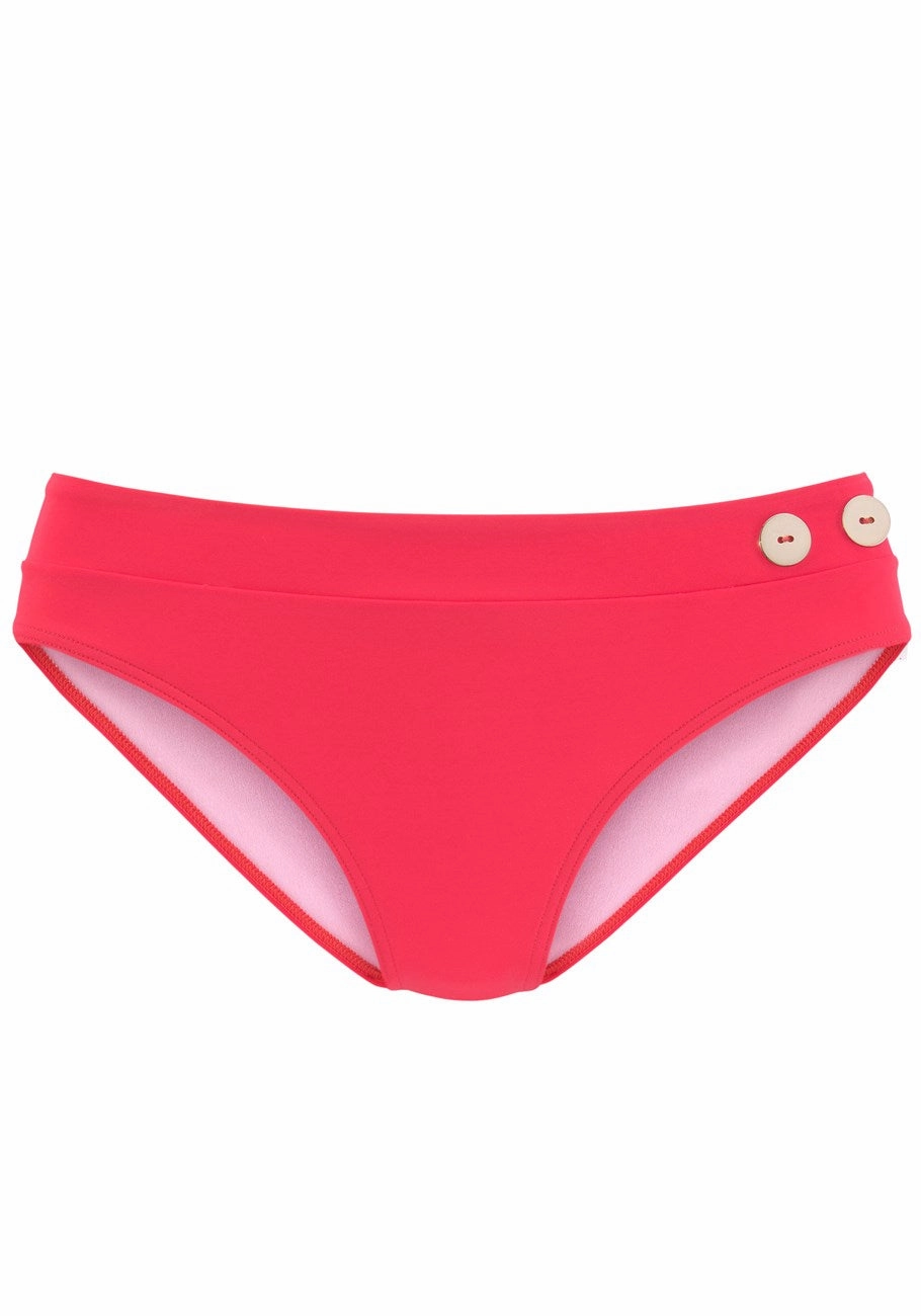 LASCANA Women's Button Detail Classic Bikini Bottom