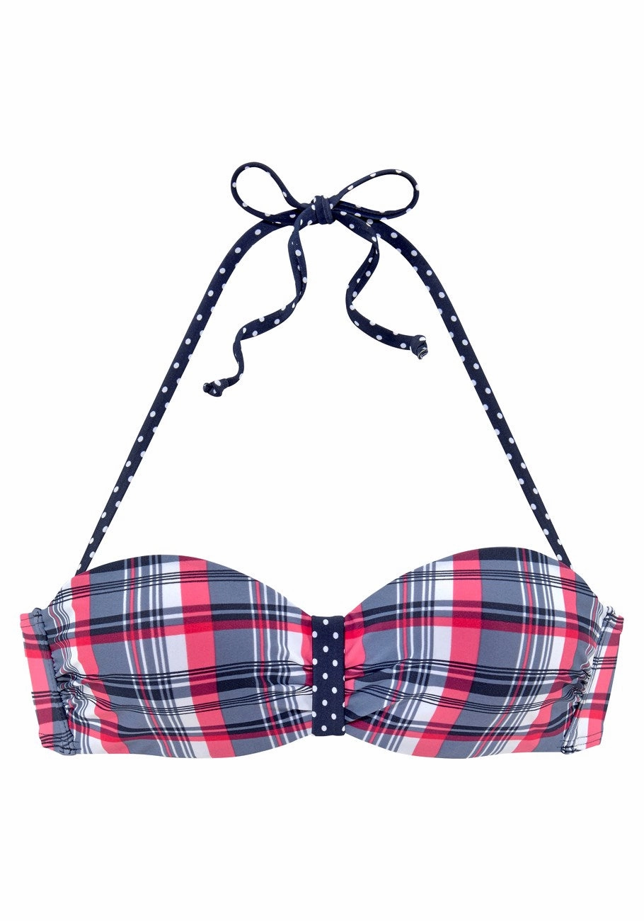 LASCANA Women's Plaid Bandeau Bikini Top