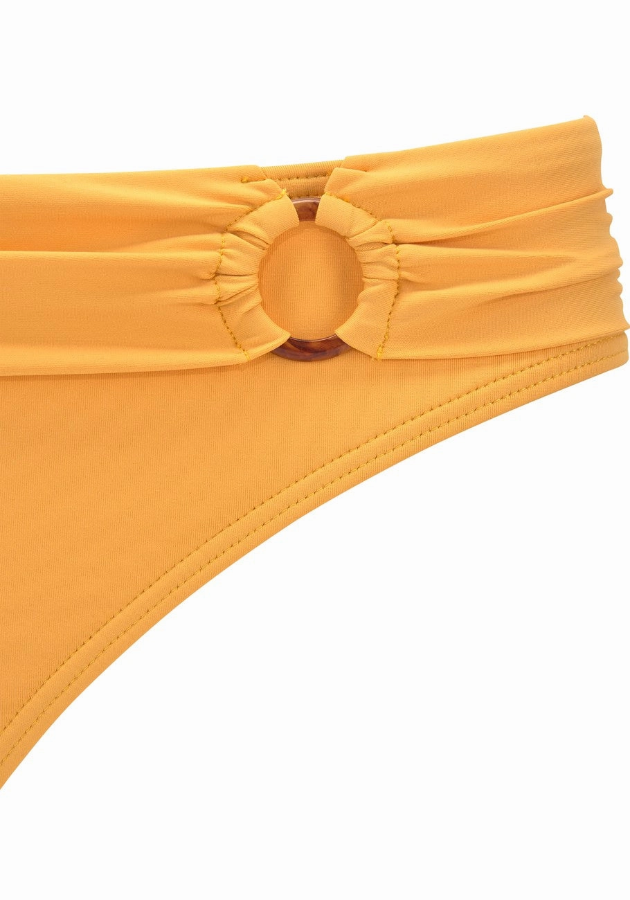 LASCANA Women's Ruched Mid Rise Bikini Swim Bottom