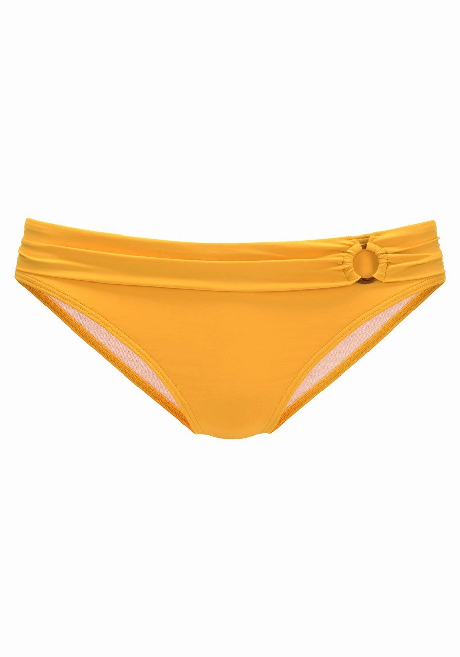 LASCANA Women's Ruched Mid Rise Bikini Swim Bottom