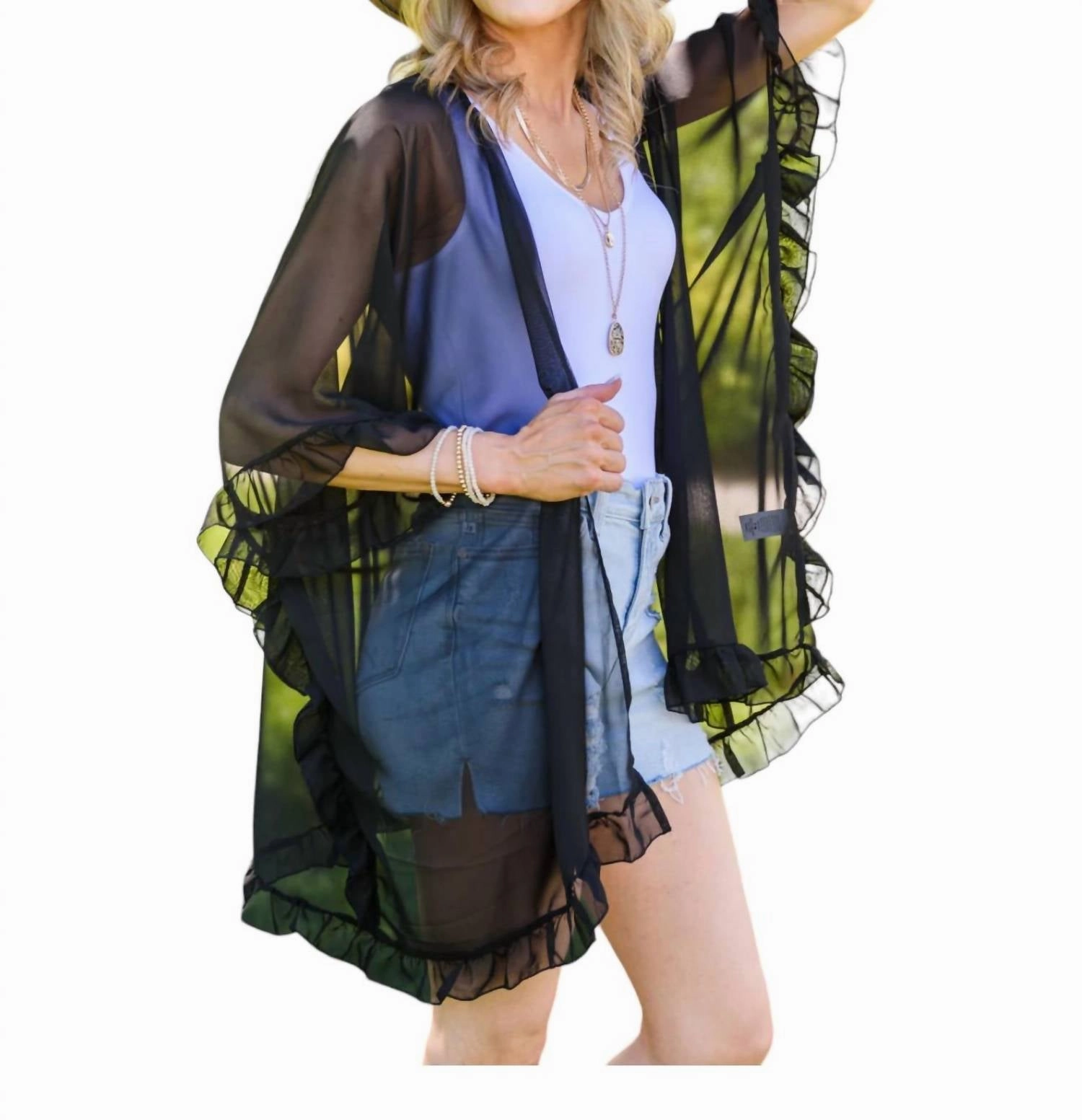 Leave You Guessing Kimono In Black