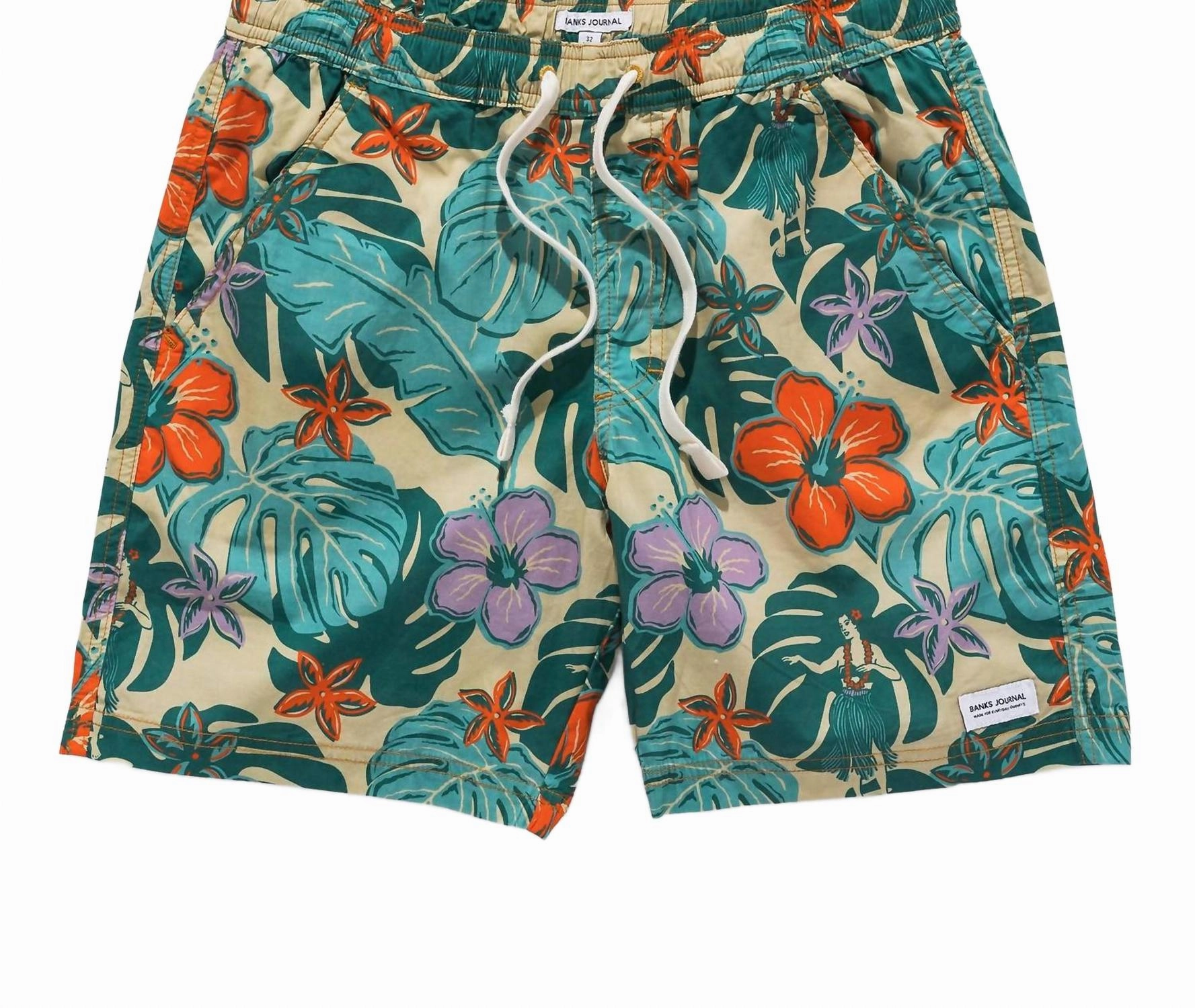 Lei Day Elastic Boardshort In Light Lemon