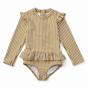 Liewood Sille Stripe Swim Jumpsuit Golden Caramel/White
