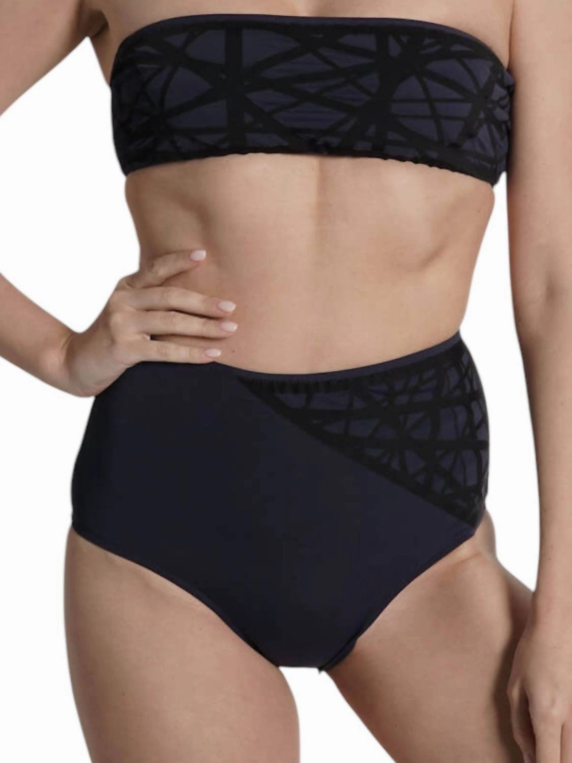 Lillian High Waisted Bikini Bottom In Navy