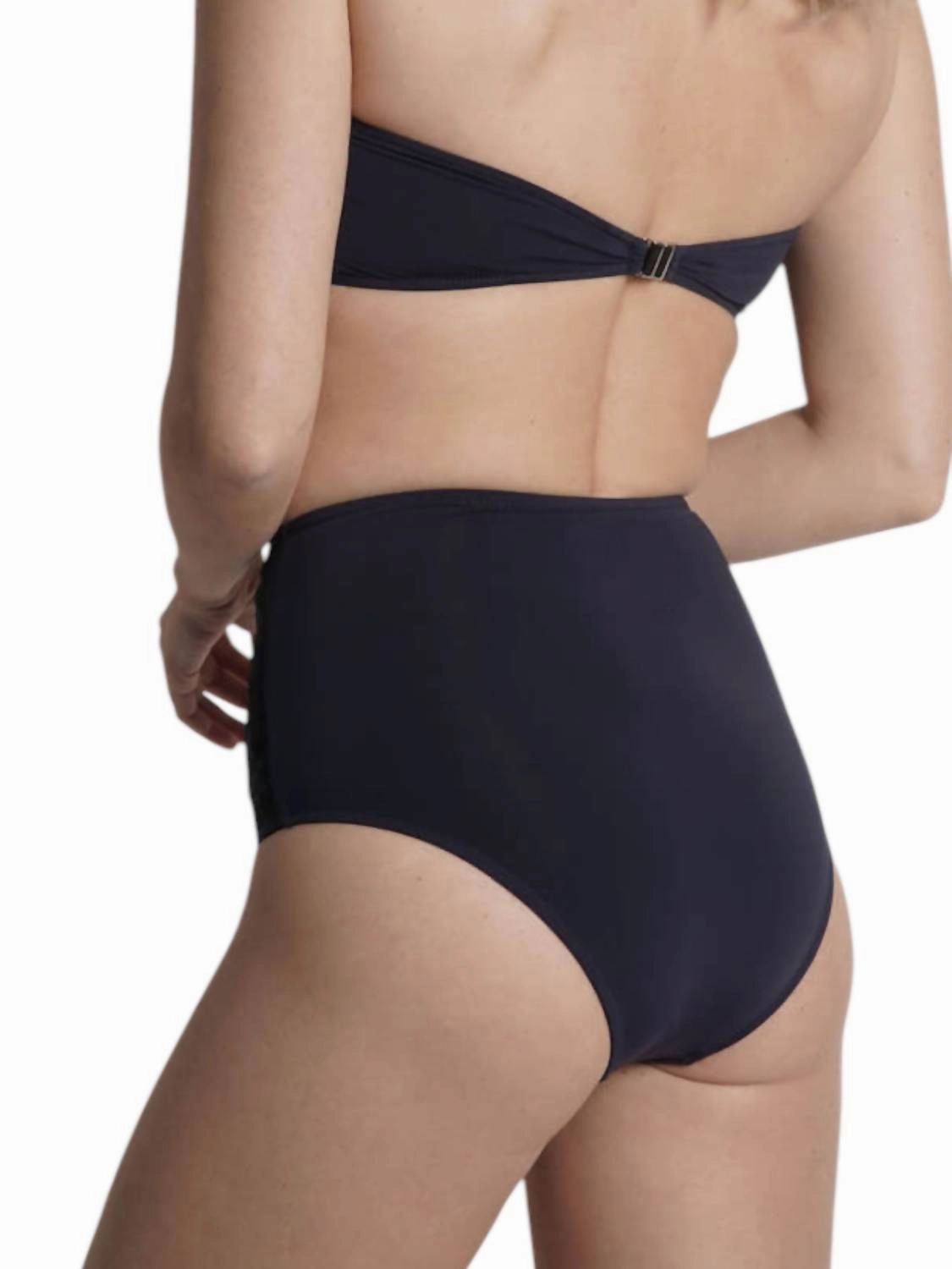 Lillian High Waisted Bikini Bottom In Navy