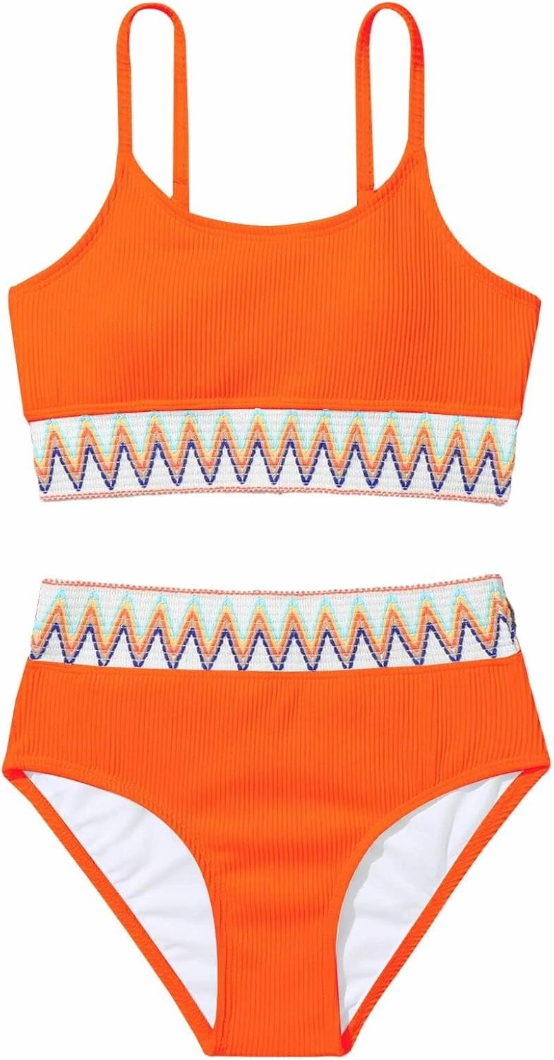Lilosy High Waisted Tummy Control Ribbed Bikini Crop Top Brazilian Swimsuit Set 2 Piece