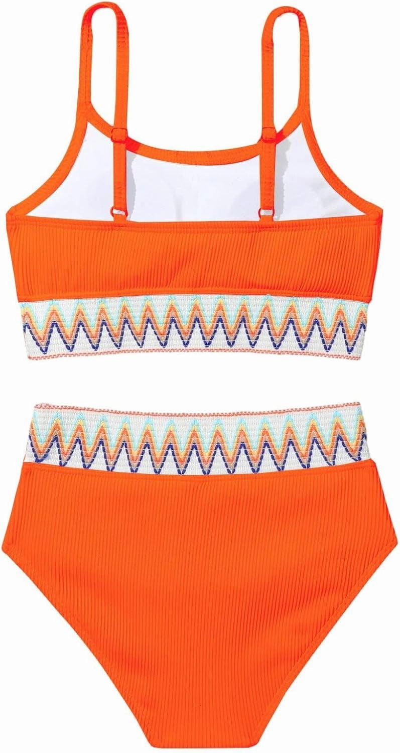 Lilosy High Waisted Tummy Control Ribbed Bikini Crop Top Brazilian Swimsuit Set 2 Piece