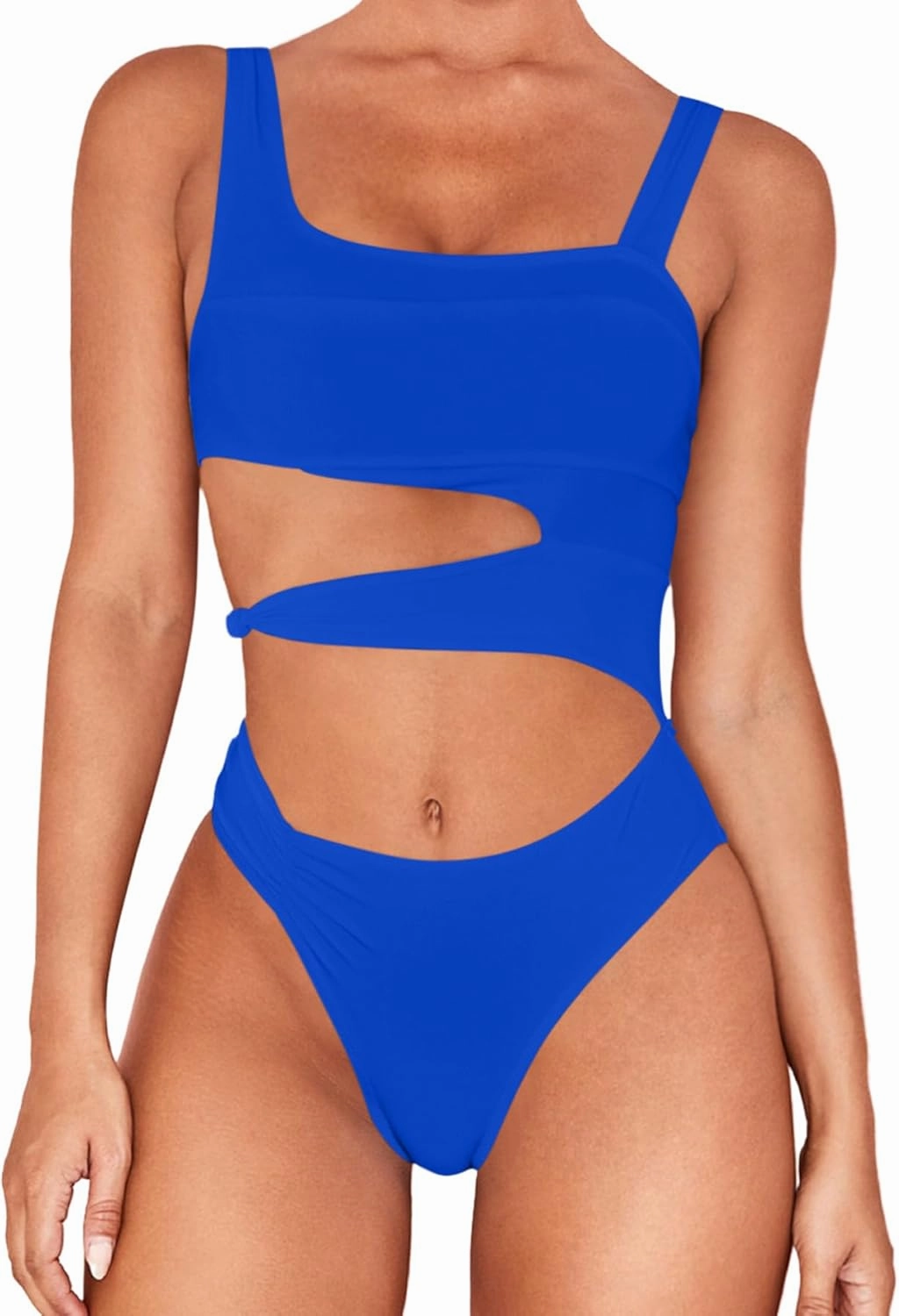 Lilosy Sexy Knotted Ruched High Cut Leg One Piece Swimsuit