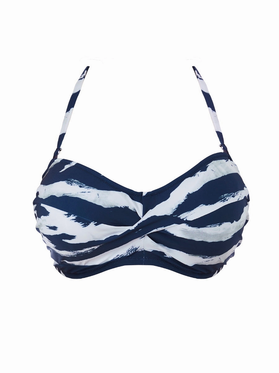 Lindos Twist Bandeau Bikini Top - Ink