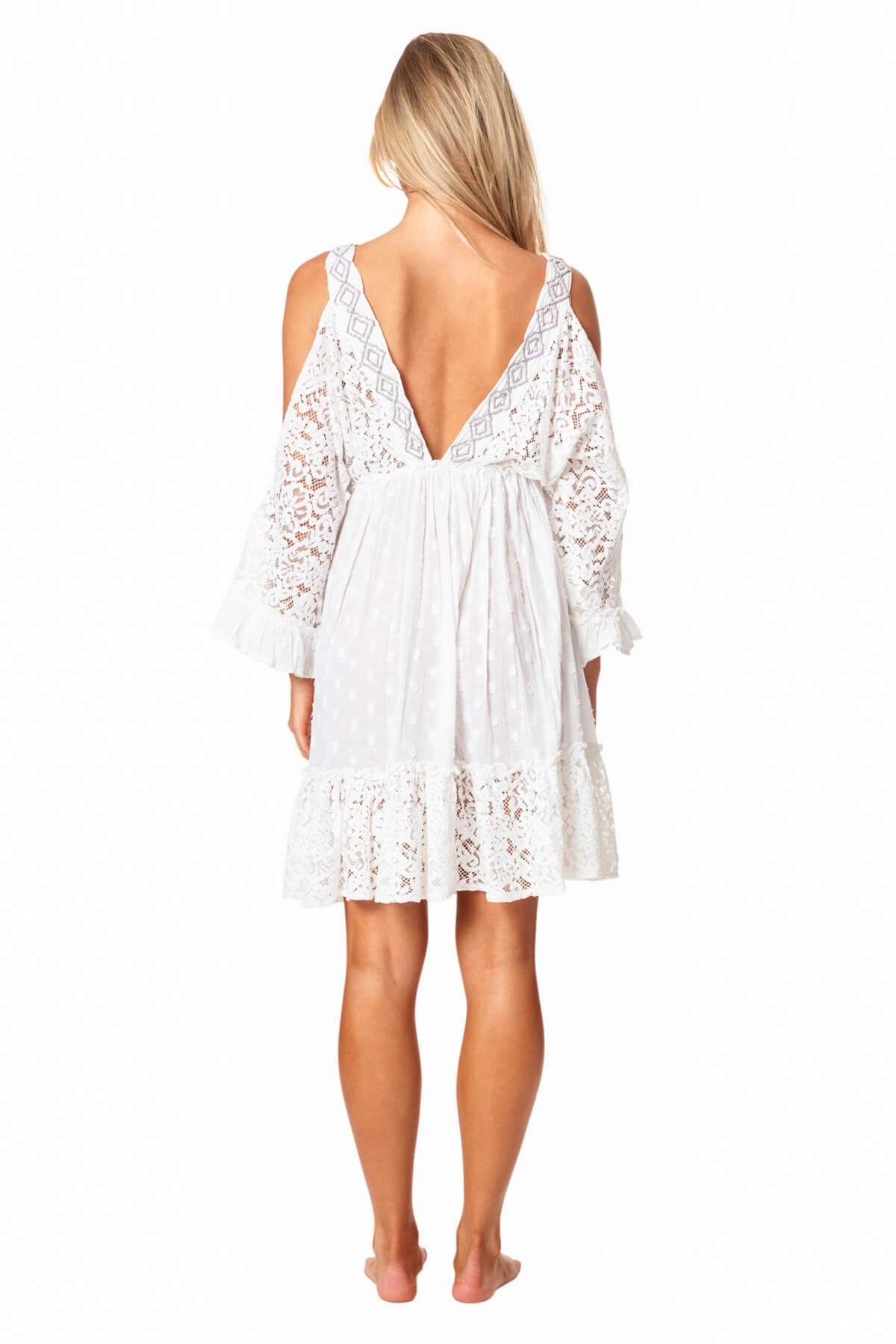 Lisa Open Shoulder Lace Mini Dress