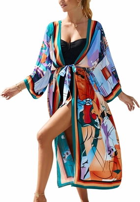 Long Kimonos Swimsuit Cover ups for Women Plus Size Maternity Swimwear Coverup Beach Wear Vacation Outfits