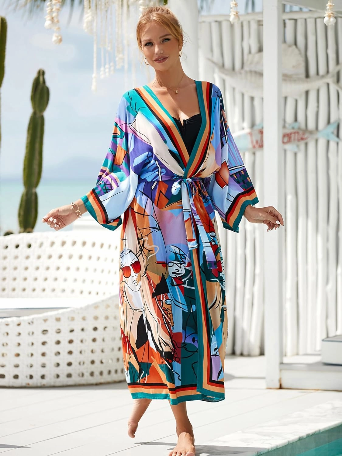 Long Kimonos Swimsuit Cover ups for Women Plus Size Maternity Swimwear Coverup Beach Wear Vacation Outfits
